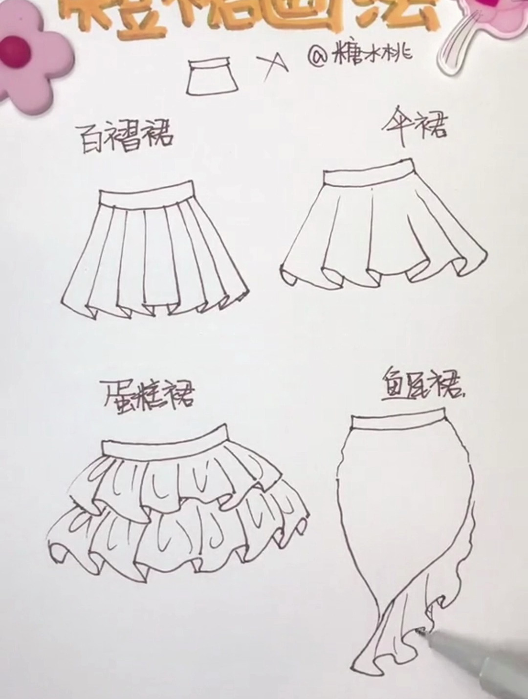 给大家总结了几款常见的裙子画法 保证一看就会