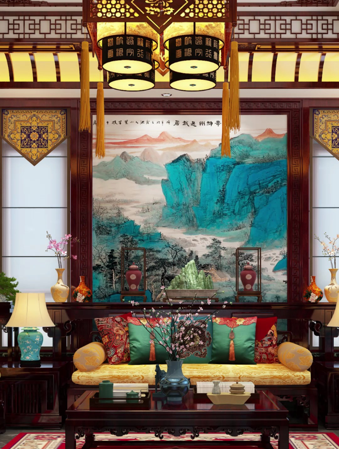 传统中式自建别墅装修效果,客厅设计风度翩翩打动人心