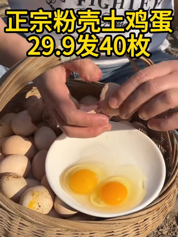 农家散养粉壳土鸡蛋
