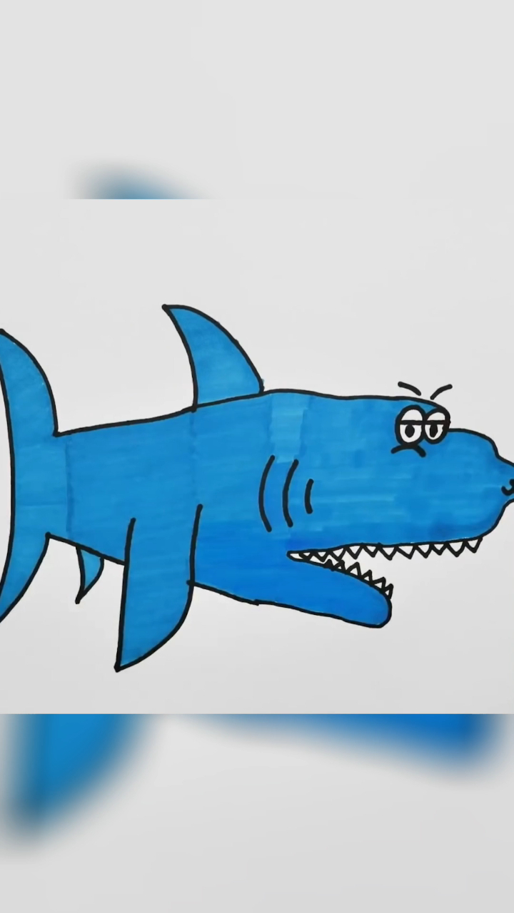 教你用手画出大鲨鱼!简简单单就能画出大鲨鱼,快带孩子画起来吧