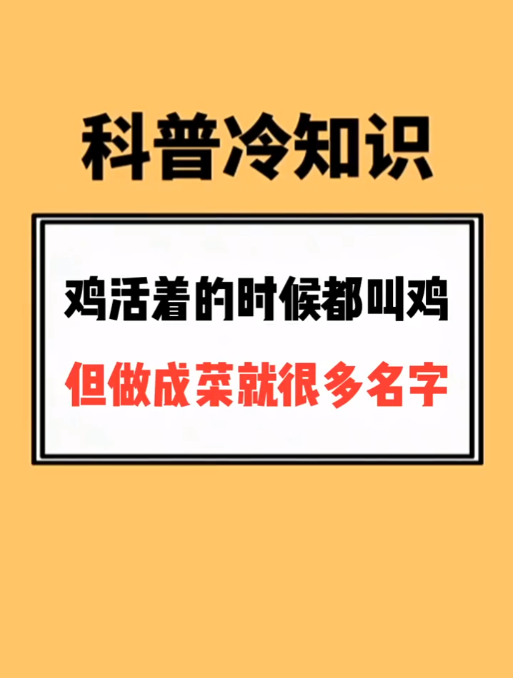 鸡活着的时候都叫鸡、但做成菜就很多了名字……