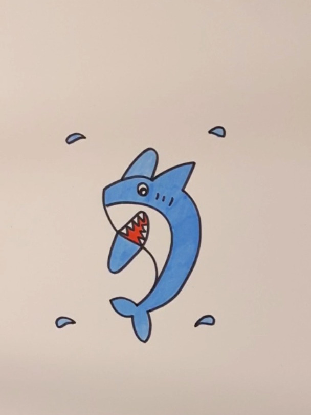写1个S和3个V画鲨鱼,一学就会,赶紧一起跟我来画吧!简笔画