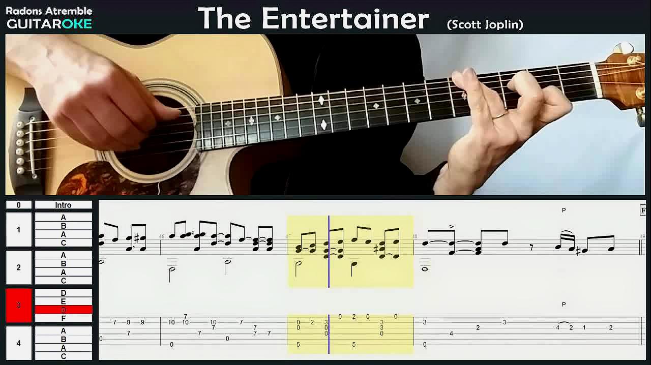 [图]The Entertainer - 指弹吉他教学(原速版)