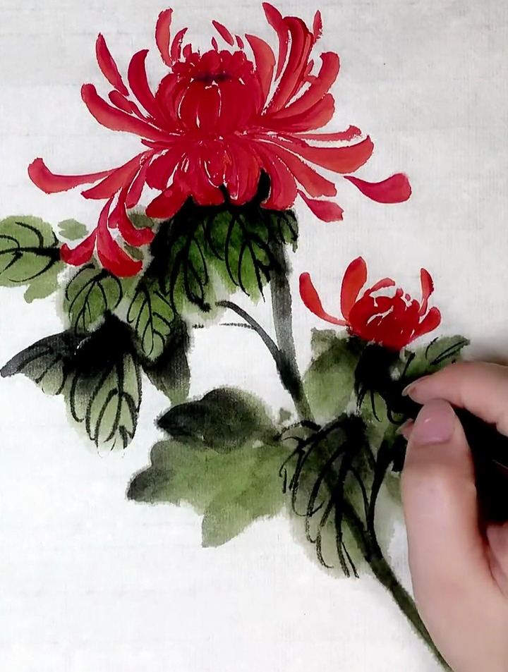 零基础学国画:简单易学的《菊花画法》,你学会了吗?