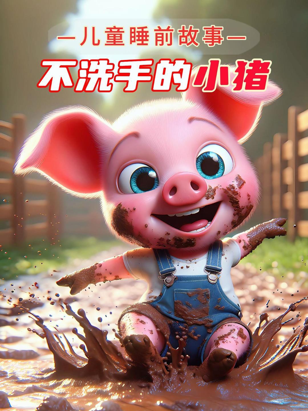 儿童故事《不洗手的小猪》3-6岁儿童睡前故事,有声绘本