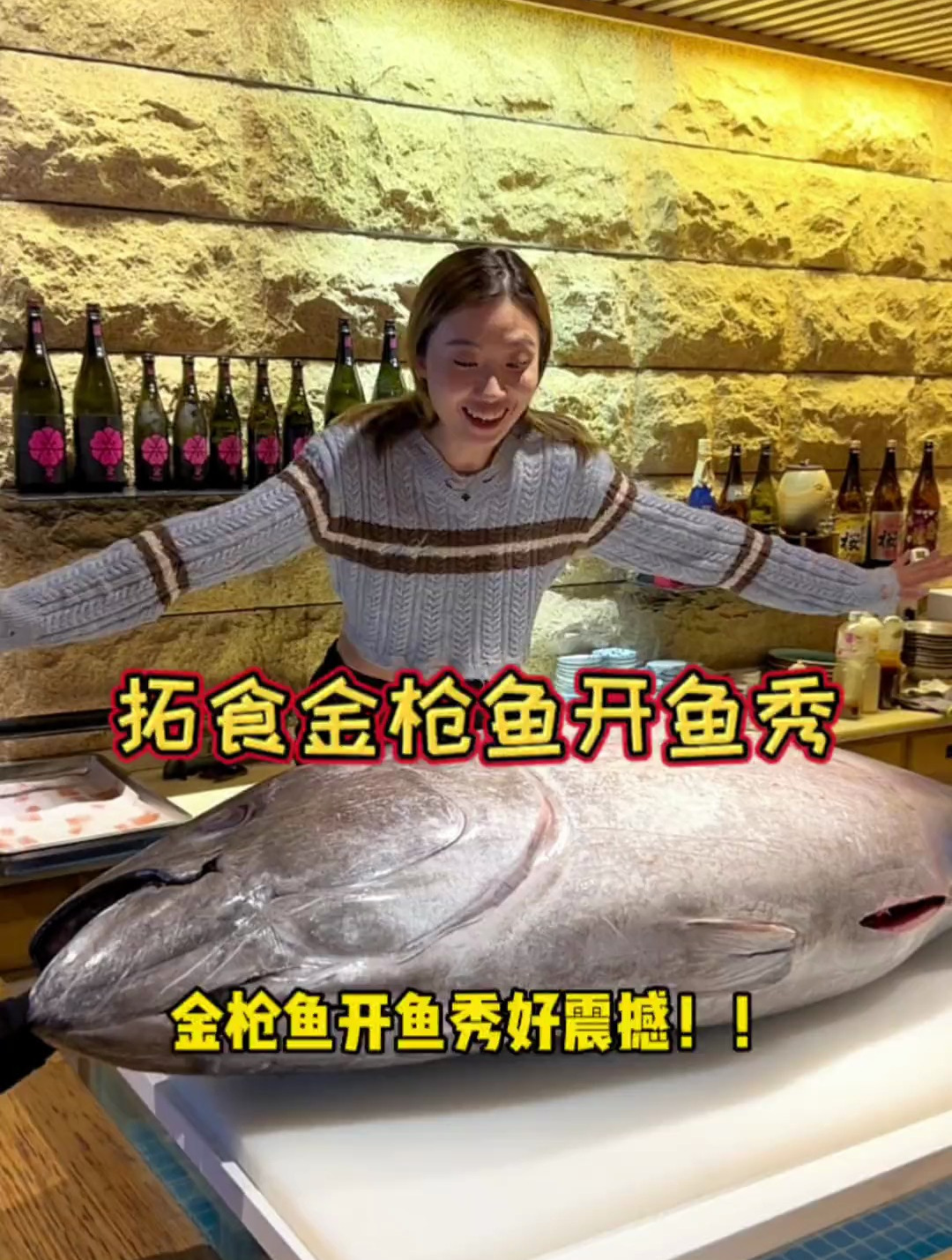两百斤金枪鱼开鱼秀好震撼!还吃到现切下来的刺身现刨下来的中落