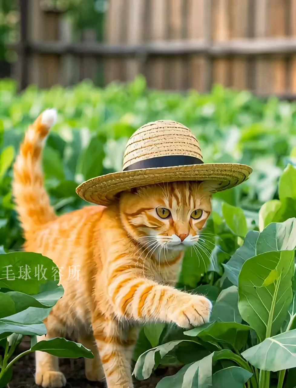 咱家猫咪大厨又出新招,菜园子里溜达一圈,蒸出一笼香喷喷肉包子