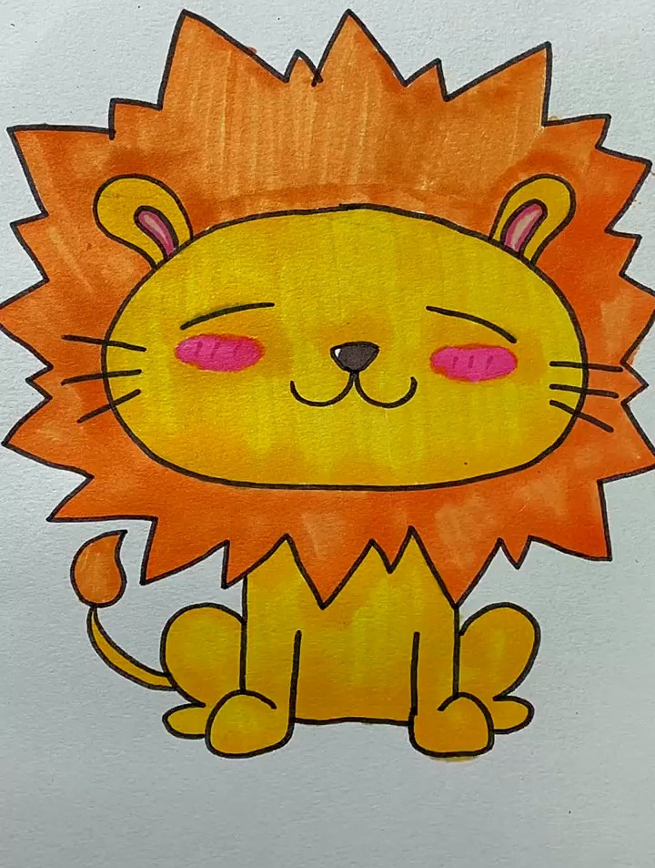 今天教大家画简笔画小狮子