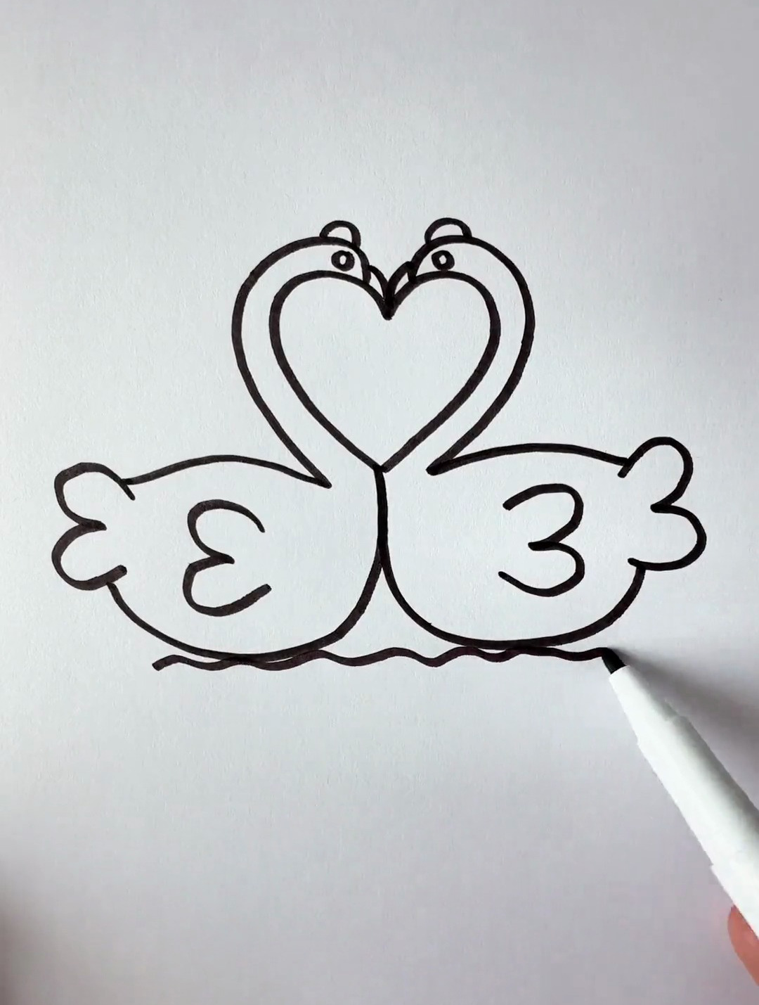 4个3画大白鹅简笔画