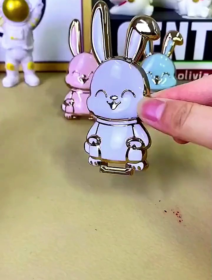 卡通兔子手机支架,桌面折叠支架,卡通创意可爱懒人手机折叠支架