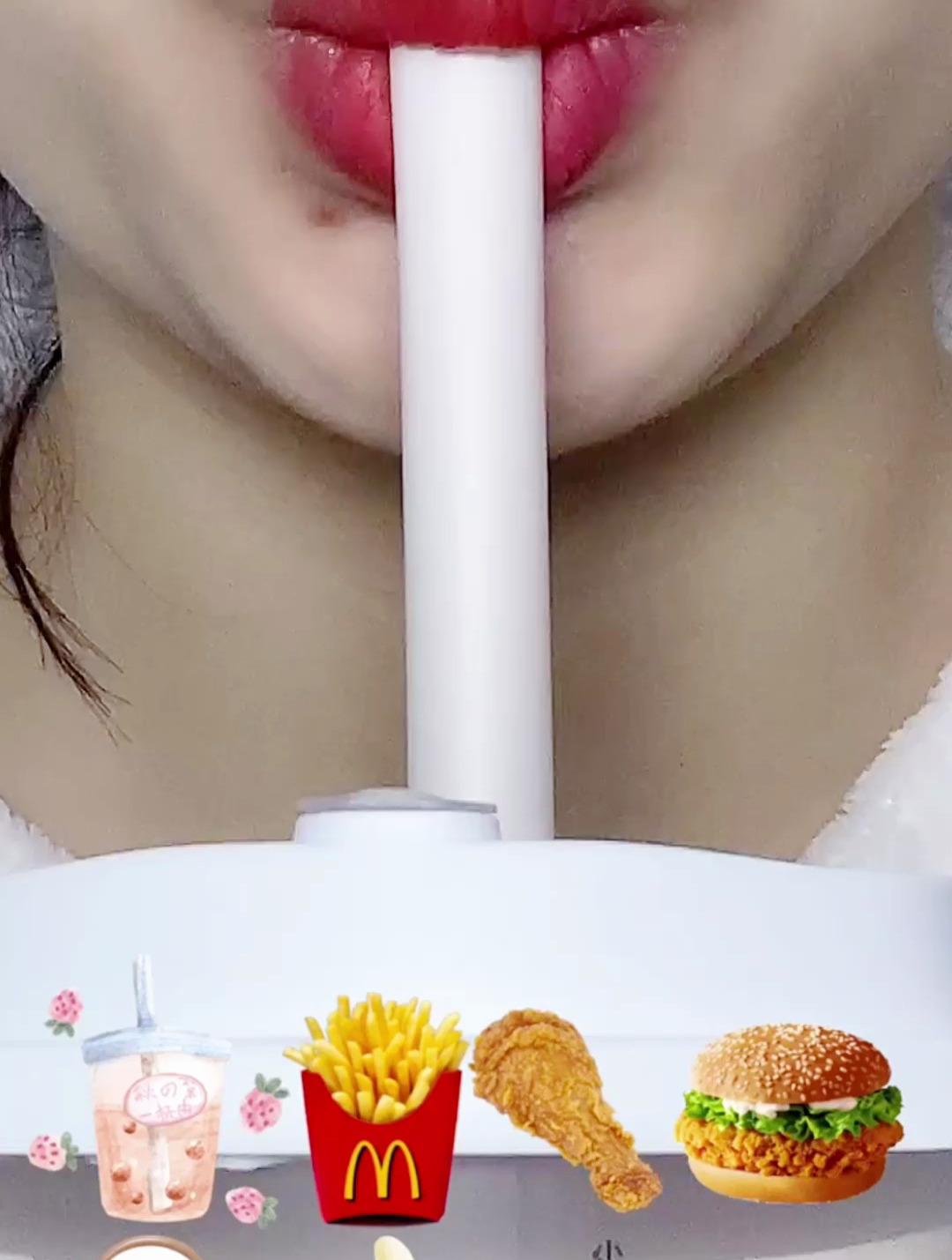 珍珠奶茶 薯条 炸鸡腿 汉堡包