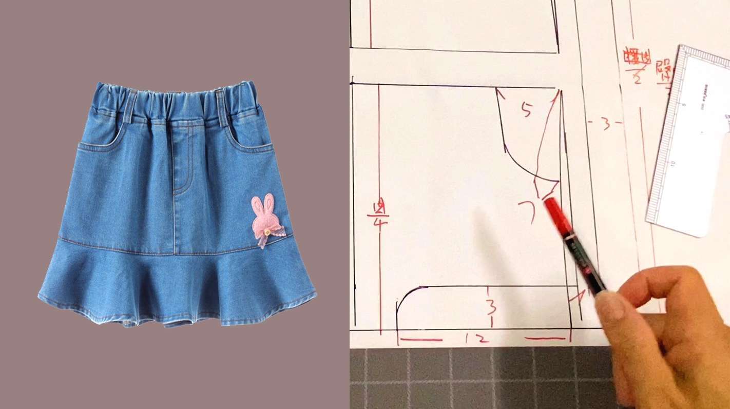女童半身鱼尾裙可爱又洋气,裁剪方法超简单,学会了做给宝宝穿