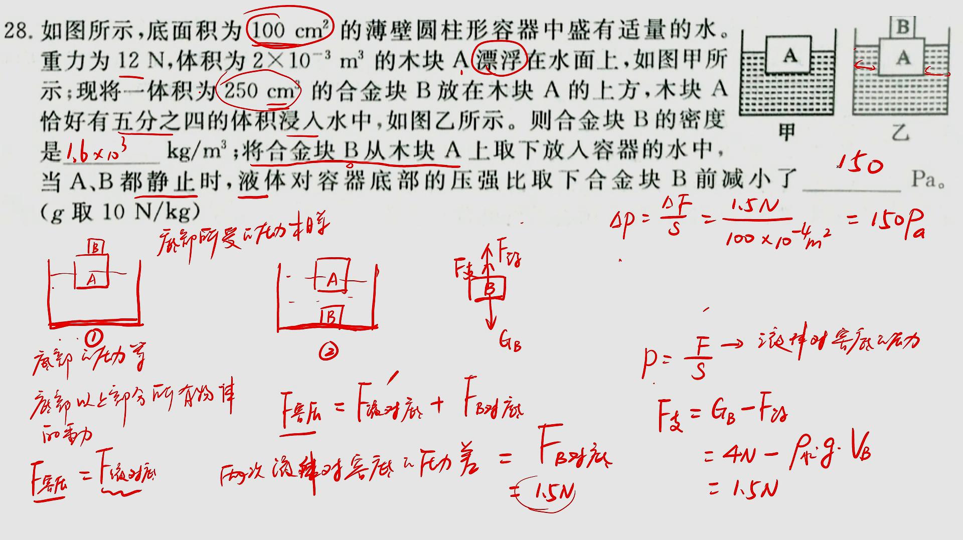 [图]中考物理:浮力例题讲解 另类的解题方法