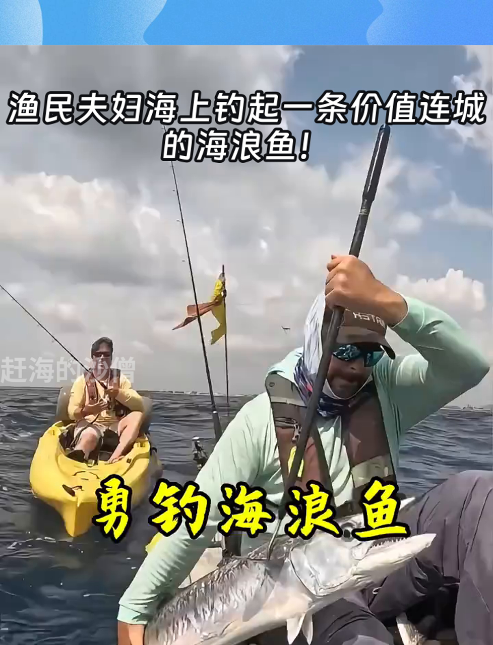 渔民夫妇海上钓起一条价值连城的海浪鱼!