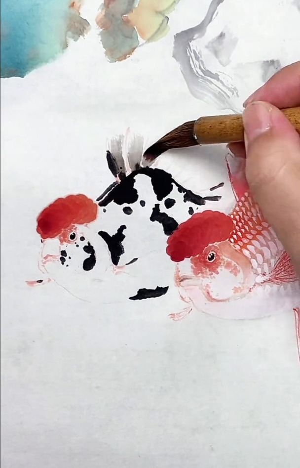金鱼荷花,跟我一起学画画