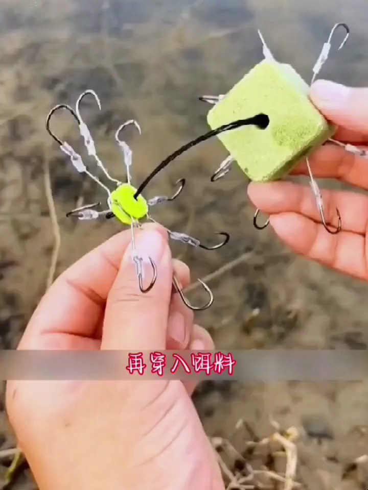 可变形翻板钩刺猬钩抛竿爆炸钩方块饵料朝天翻版鱼钩八爪盘钩套装