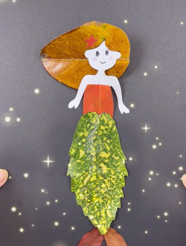 秋天了,用落叶做个漂亮的小公主树叶贴画,简单又好看