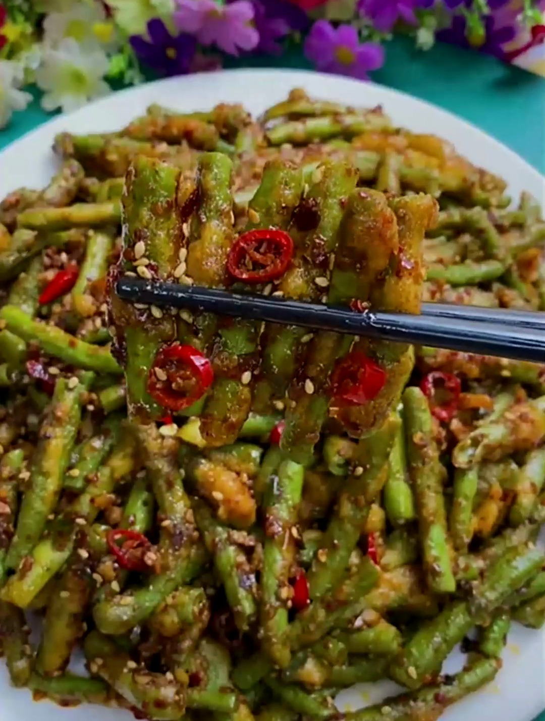 做了一锅蒸豆角,既能当饭又能当菜!