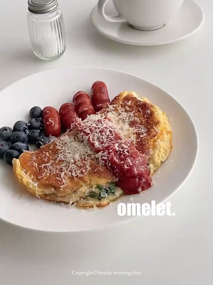 菠菜蘑菇芝士舒芙蕾欧姆蛋