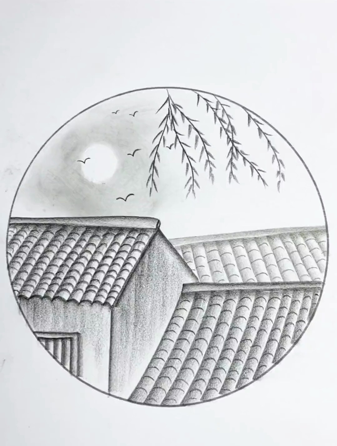 简单画老家的屋顶