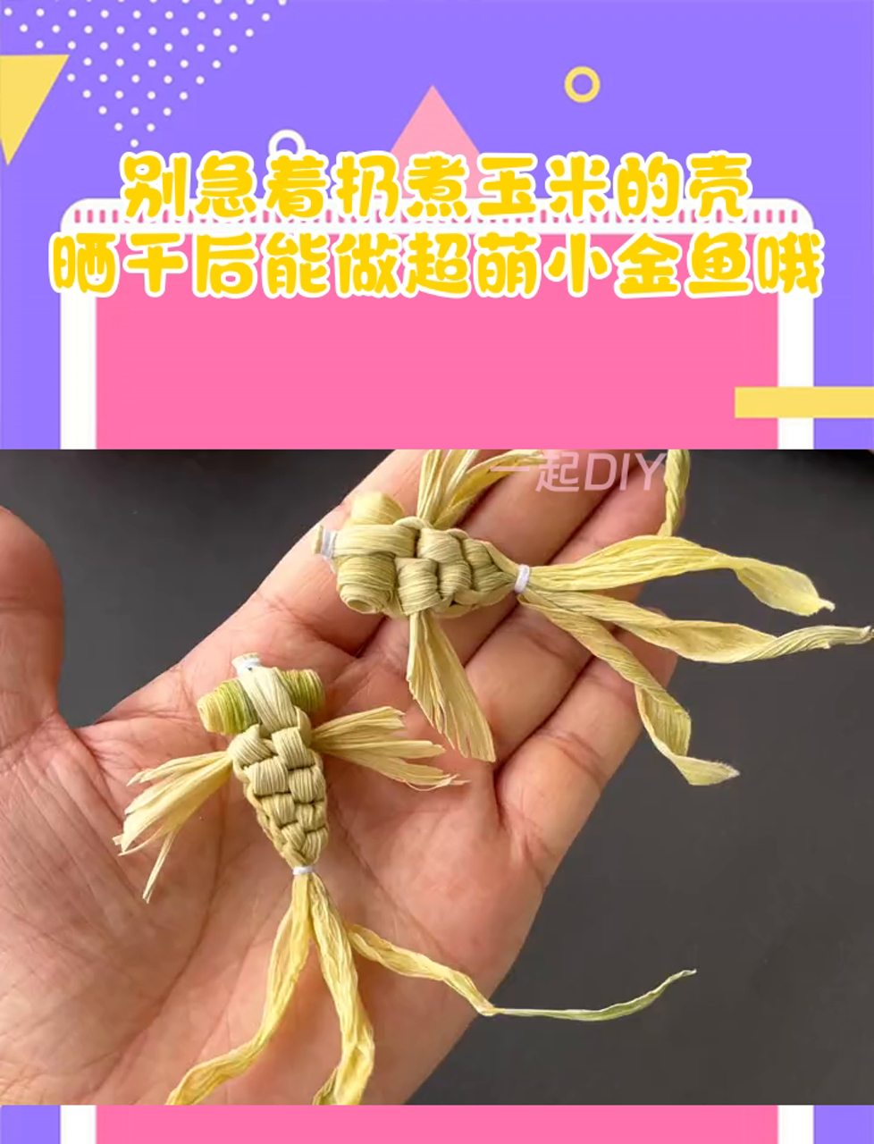 别急着扔煮玉米的壳,晒干后能做超萌小金鱼哦