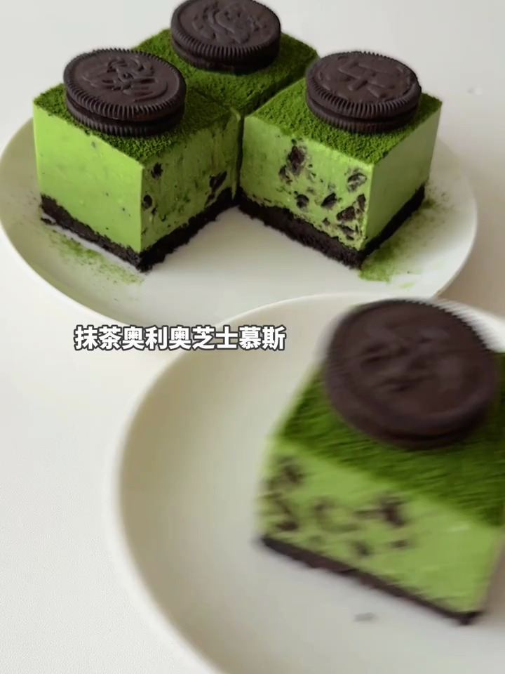 免烤箱,抹茶奥利奥芝士蛋糕,搅一搅就行～