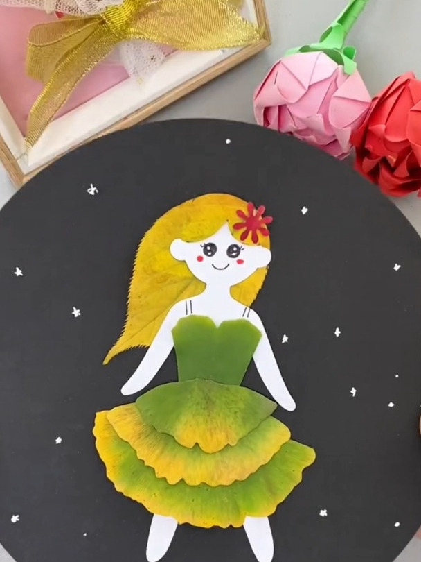 秋天的树叶亲子创意手工贴画diy来啦