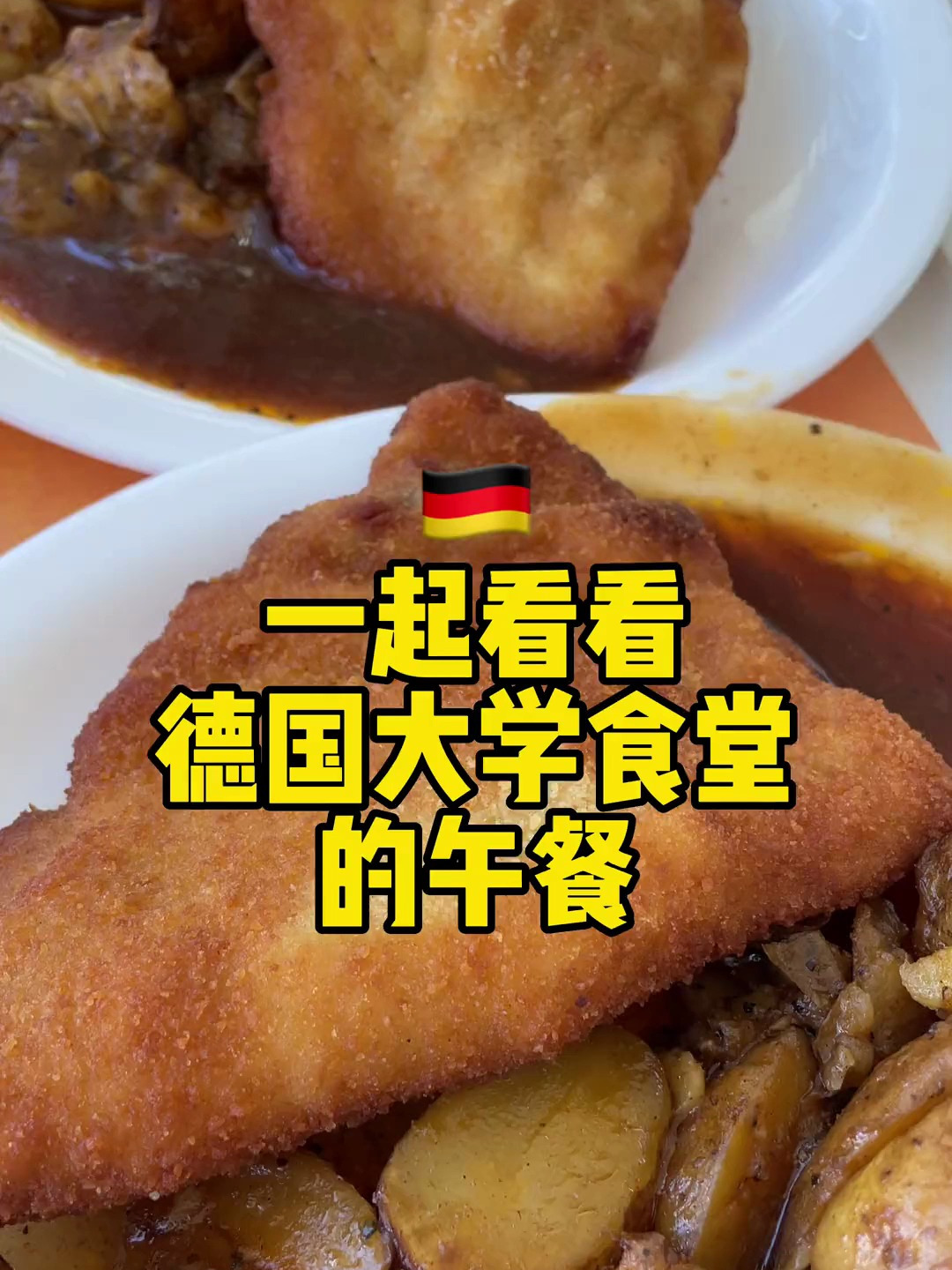 双份蓝带猪排搭配烤土豆、人造肉通心粉