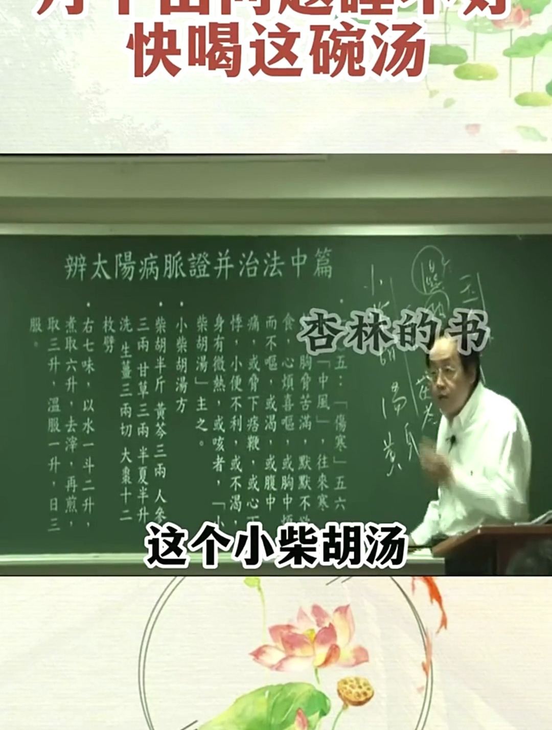 倪海厦老师讲,失眠,口苦,口干的人,不妨喝小柴胡汤