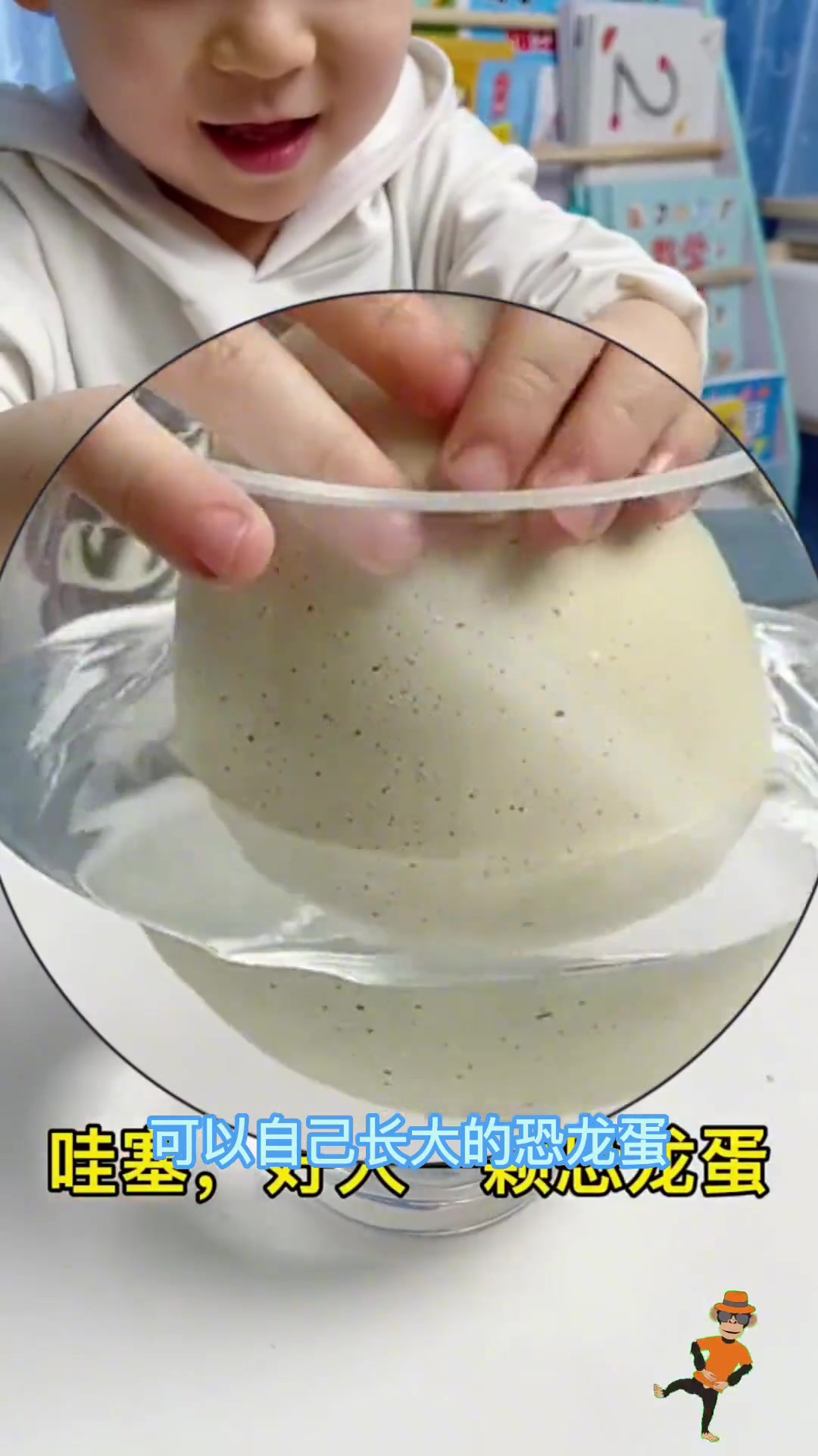 小朋友爱玩的泡水恐龙蛋,模拟孵蛋过程