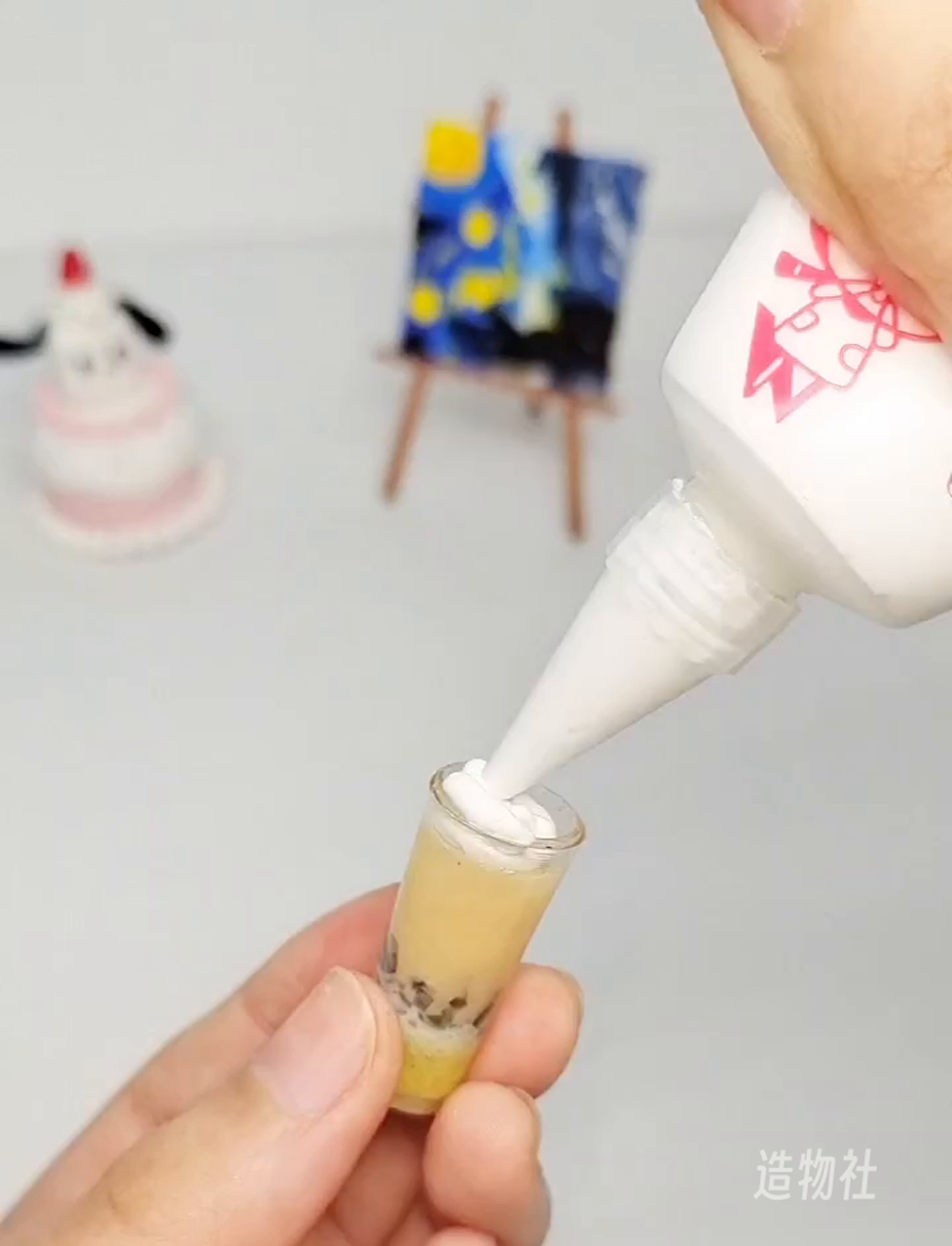 超萌迷你奶茶杯,手把手教你做粘土小食玩,DIY粘土教程来啦!