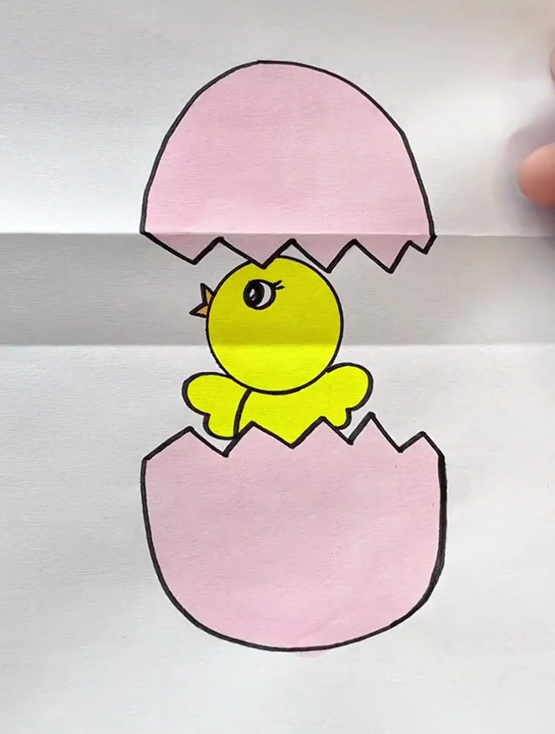 超级好玩的小鸡破壳折叠画,跟我学起来吧 亲子简笔画