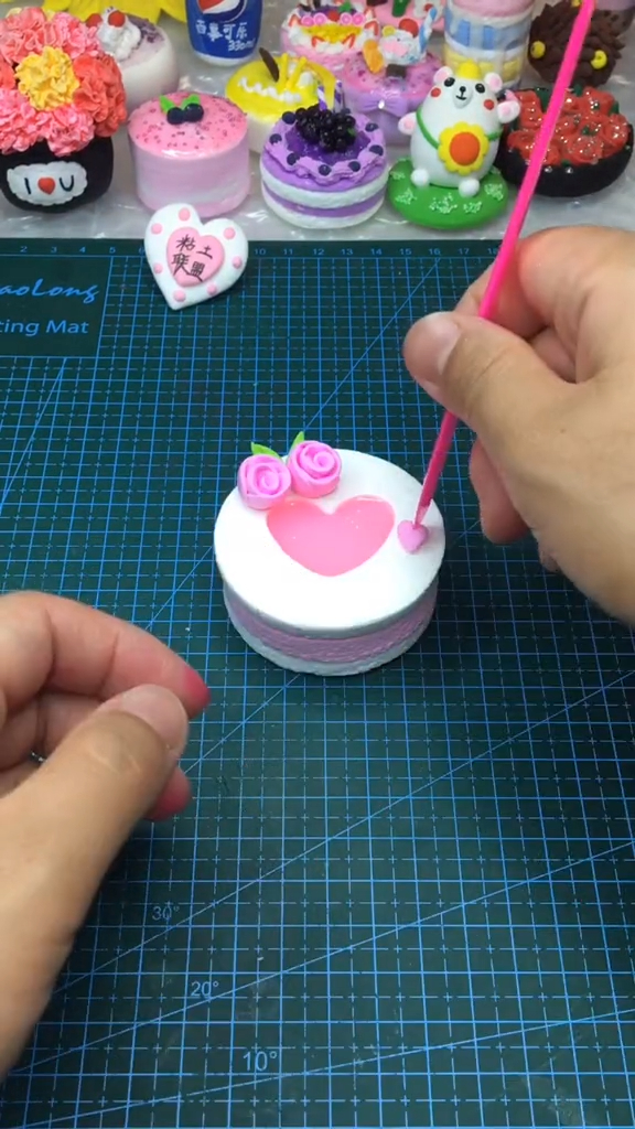 爱心玫瑰黏土手工小蛋糕~