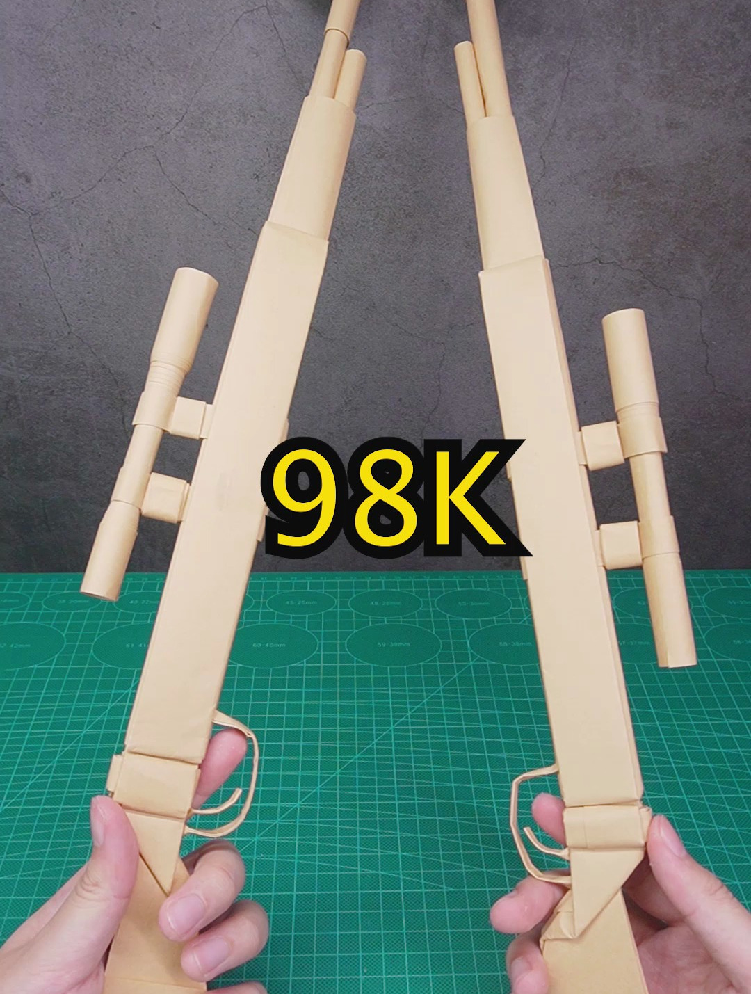 用A4纸折的98k毛瑟步枪,吃鸡神器,造型超帅!