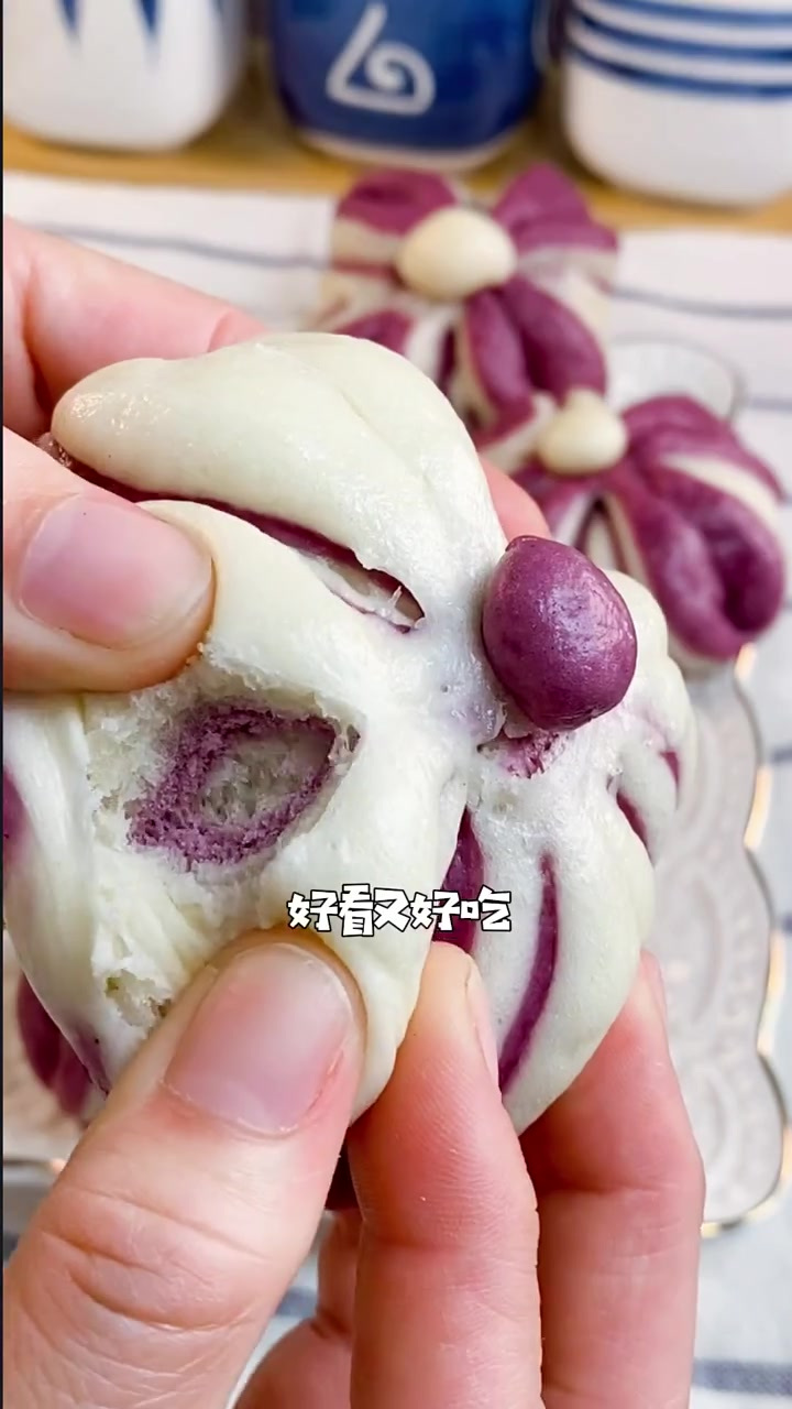 热气腾腾的紫薯花样馒头来啦
