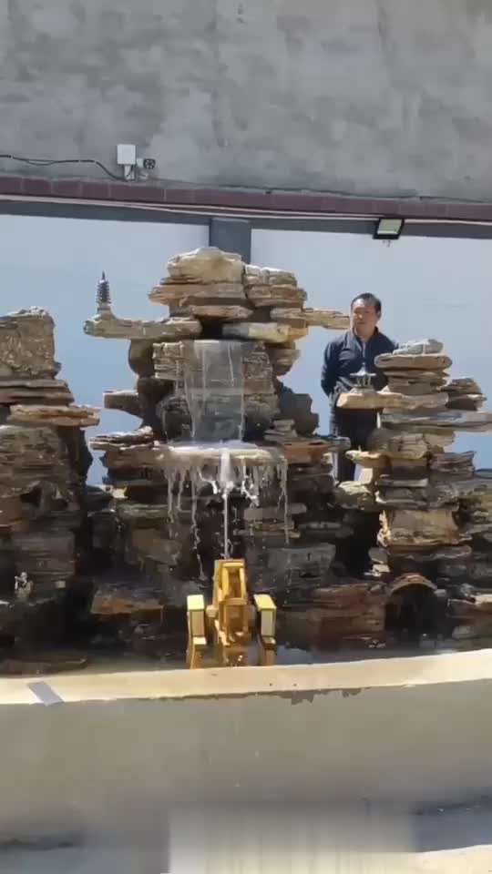 北京房山 室外假山 影壁流水假山 别墅鱼池假山