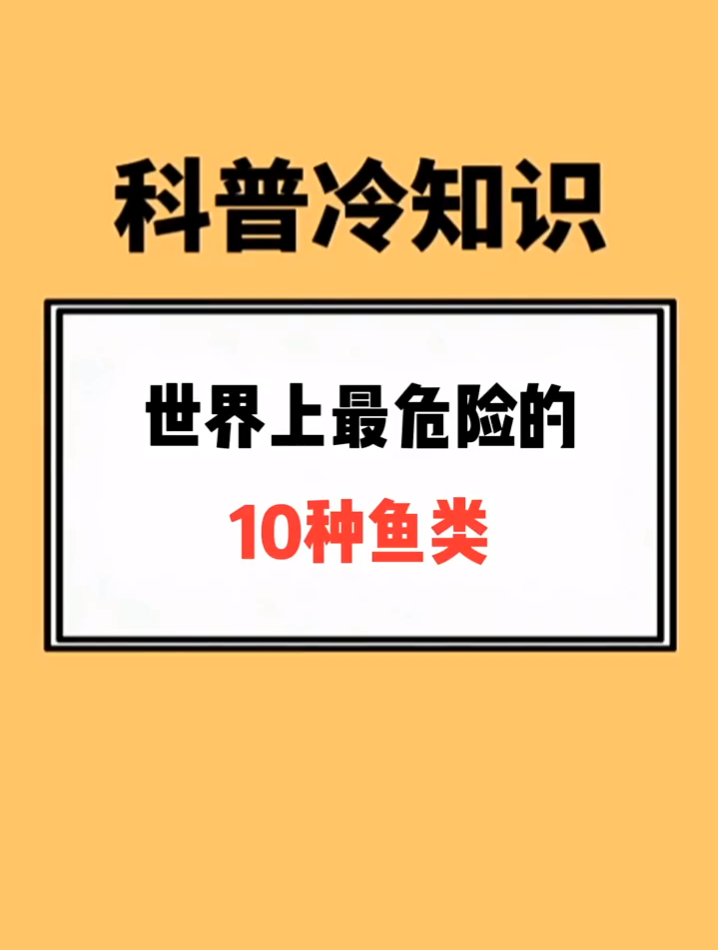 世界上最危险的10种鱼类……