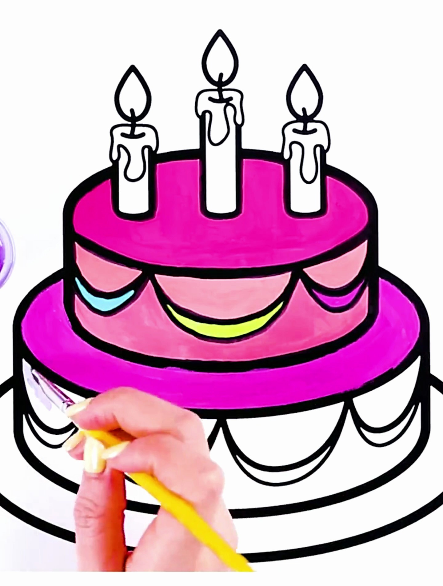 手绘:给生日蛋糕涂上漂亮的颜色