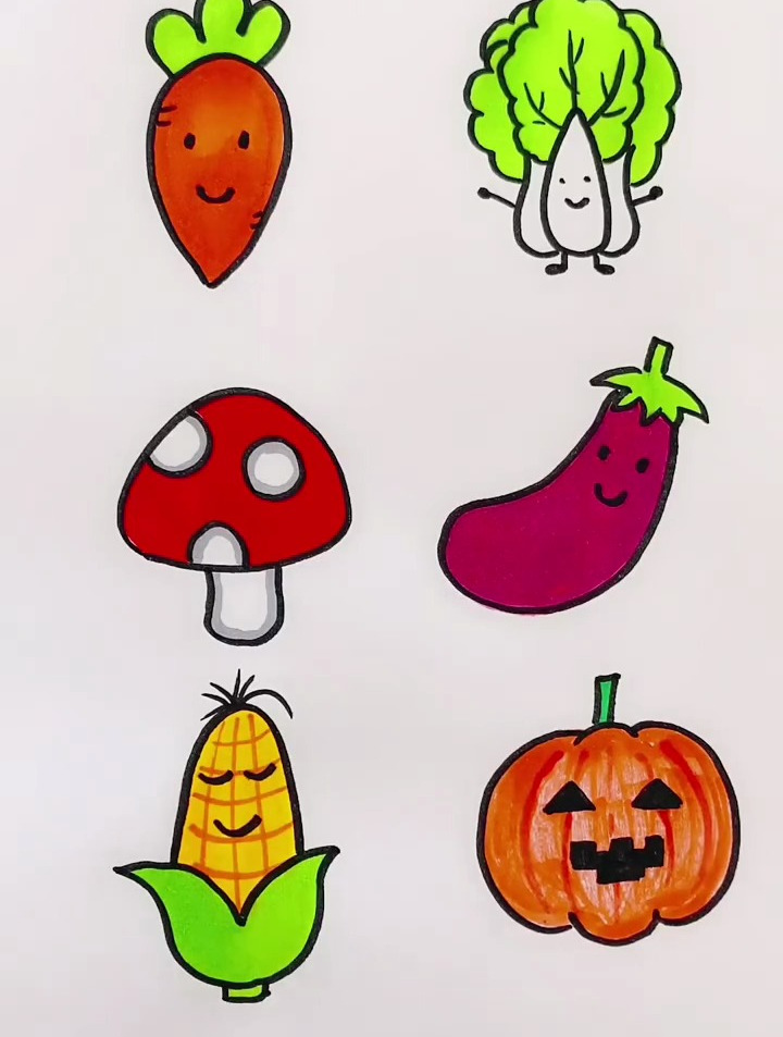 蔬菜简笔画!育儿简单易学!