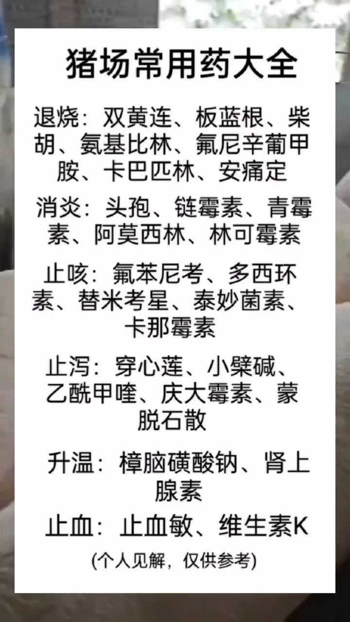 猪场用药大全,一图教会你!