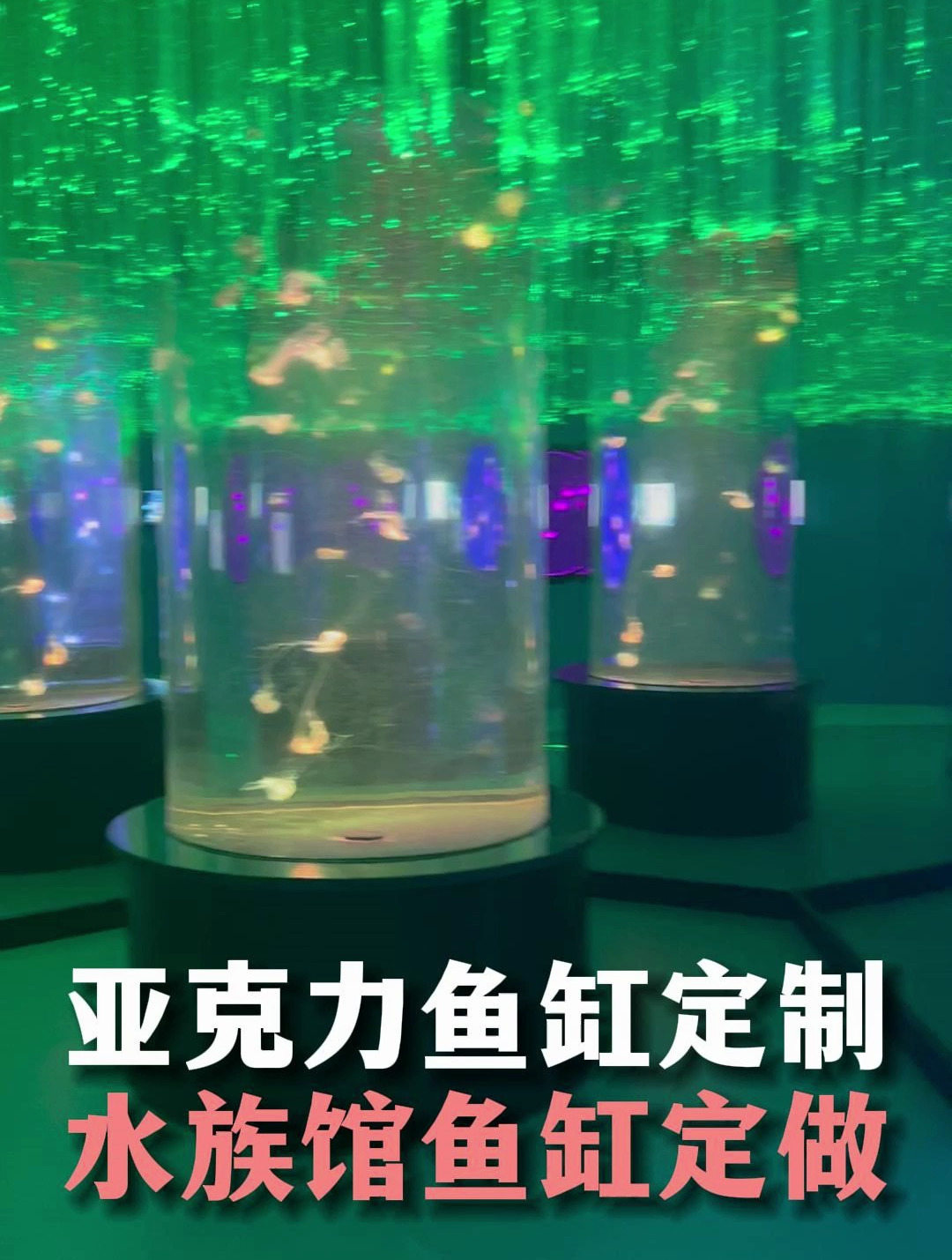 亚克力鱼缸厂家定做,圆柱形鱼缸定制