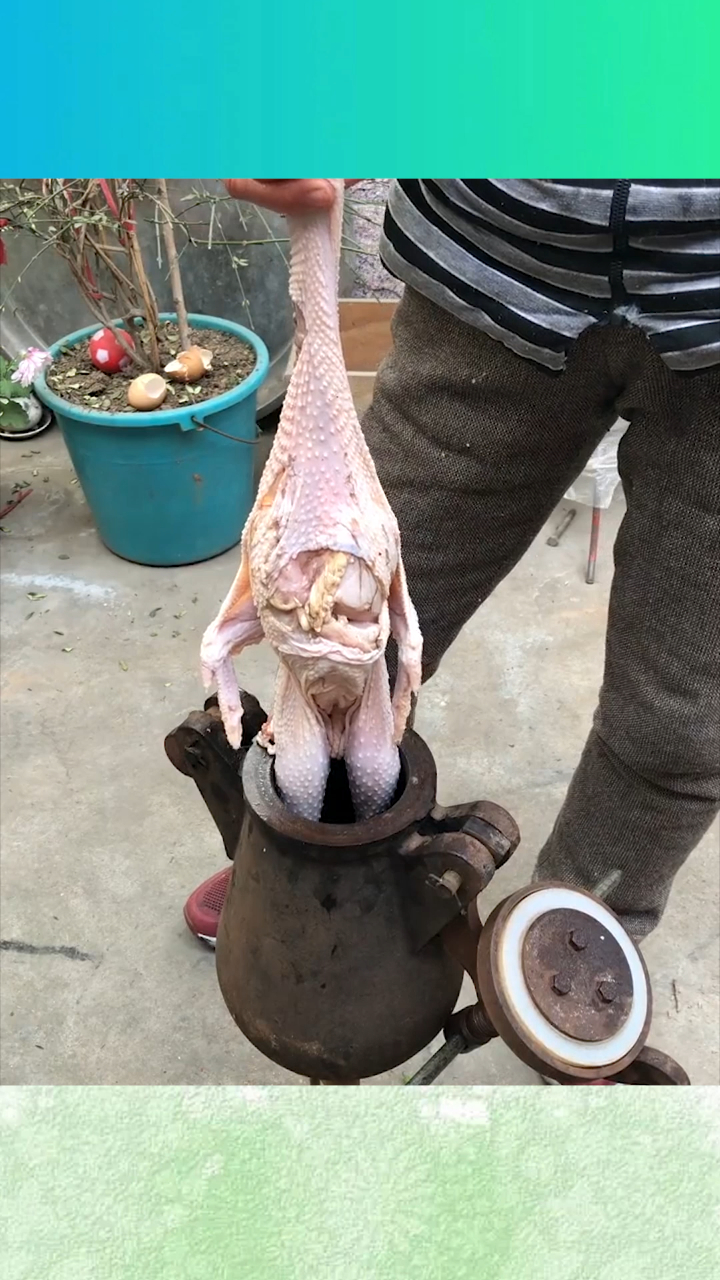 奇闻趣事:农村人就是会玩,看大姐居然用爆米花机炸鸡,这怕是喂猪的吧