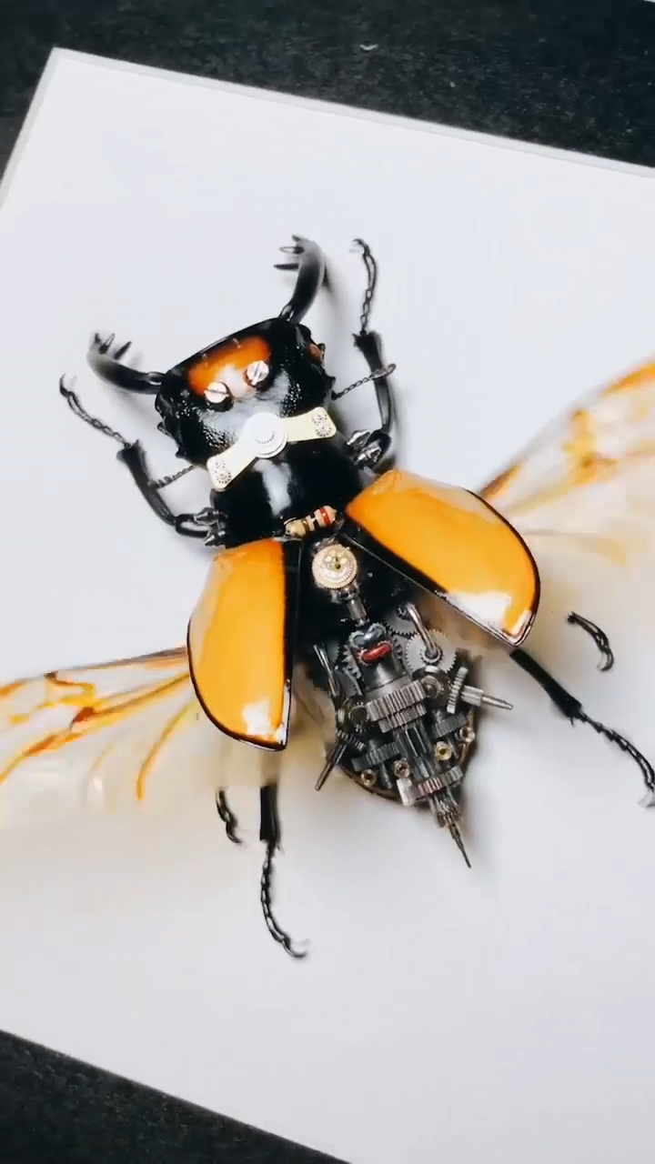 蒸汽朋克机械甲虫,翅膀还会扇动