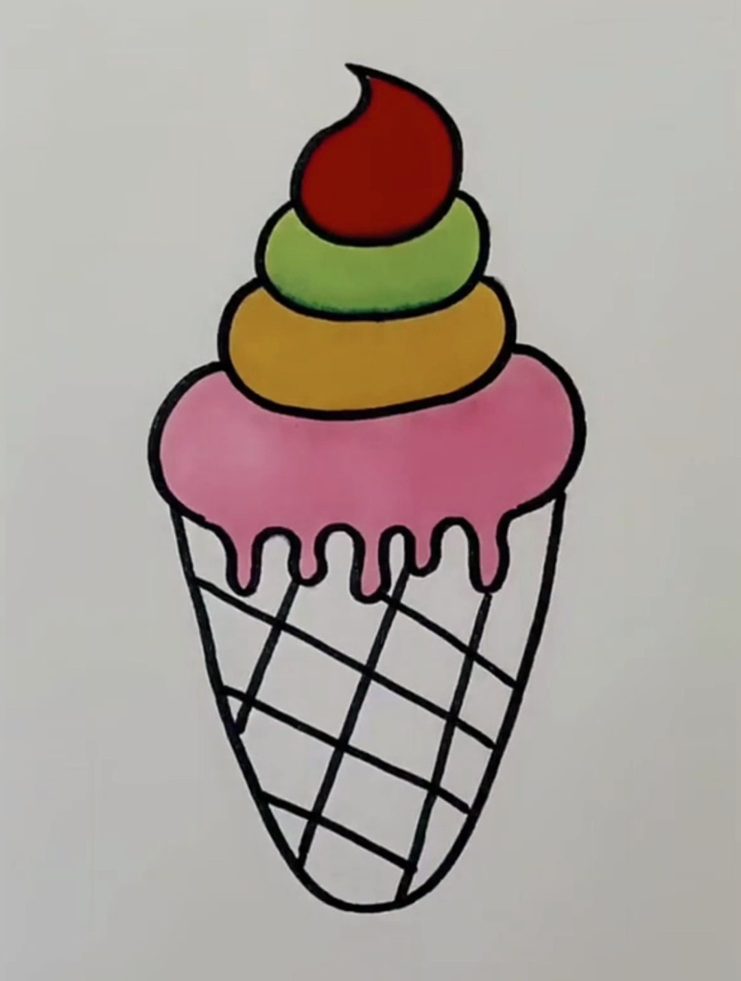 冰激凌简笔画,简笔画教学