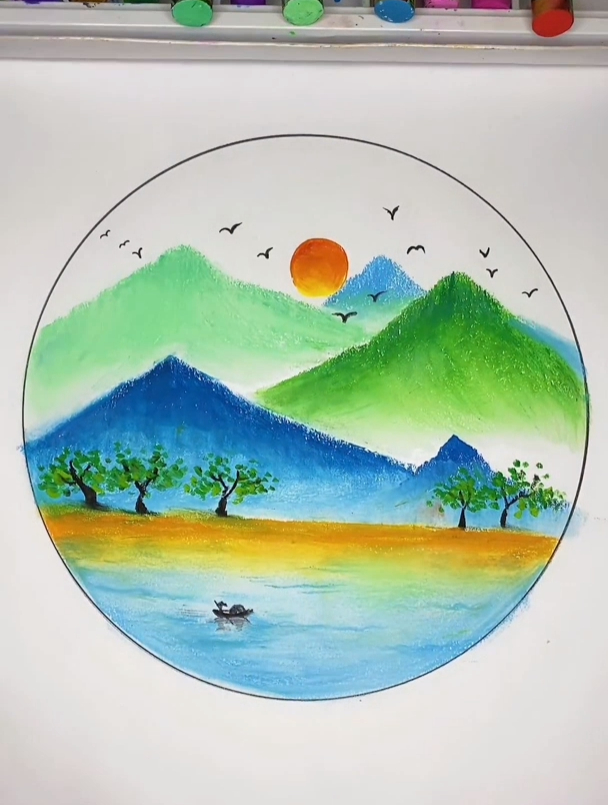 油画棒画山水风景,简单易学,意境满满……零基础学画画 油画棒