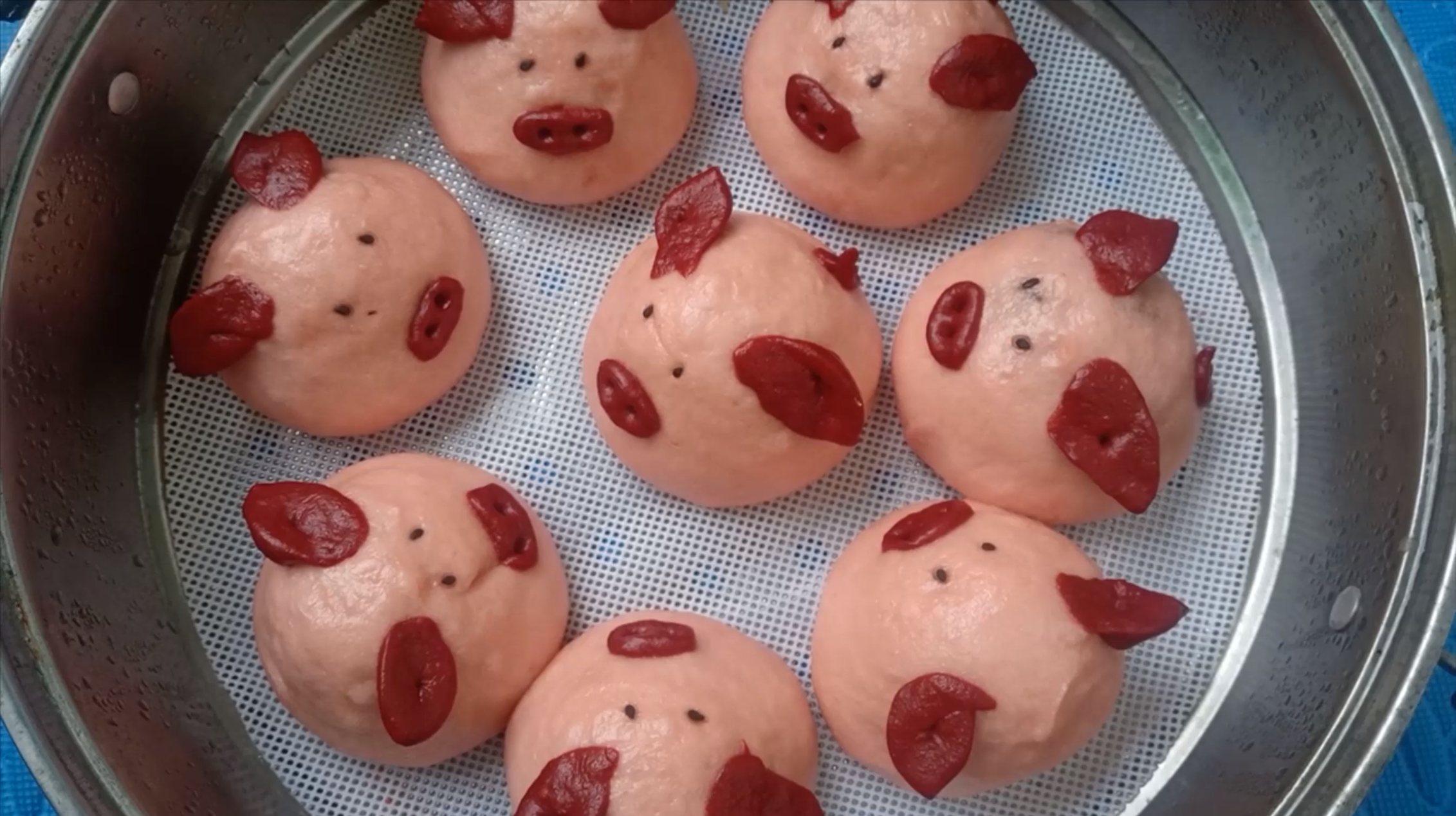 花样馒头,卡通小猪豆沙包,和面制作全过程,告别手残一学就会