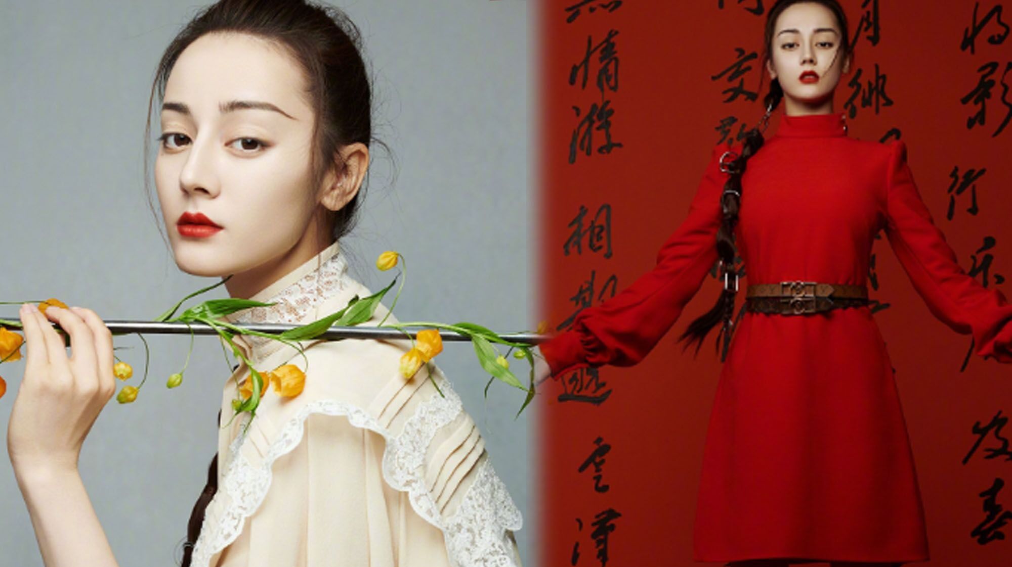 迪丽热巴轻着红妆,难掩飒爽英姿