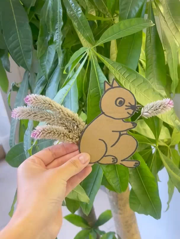 教孩子画简单又可爱的小松鼠!树叶贴画 简笔画 幼儿园手工