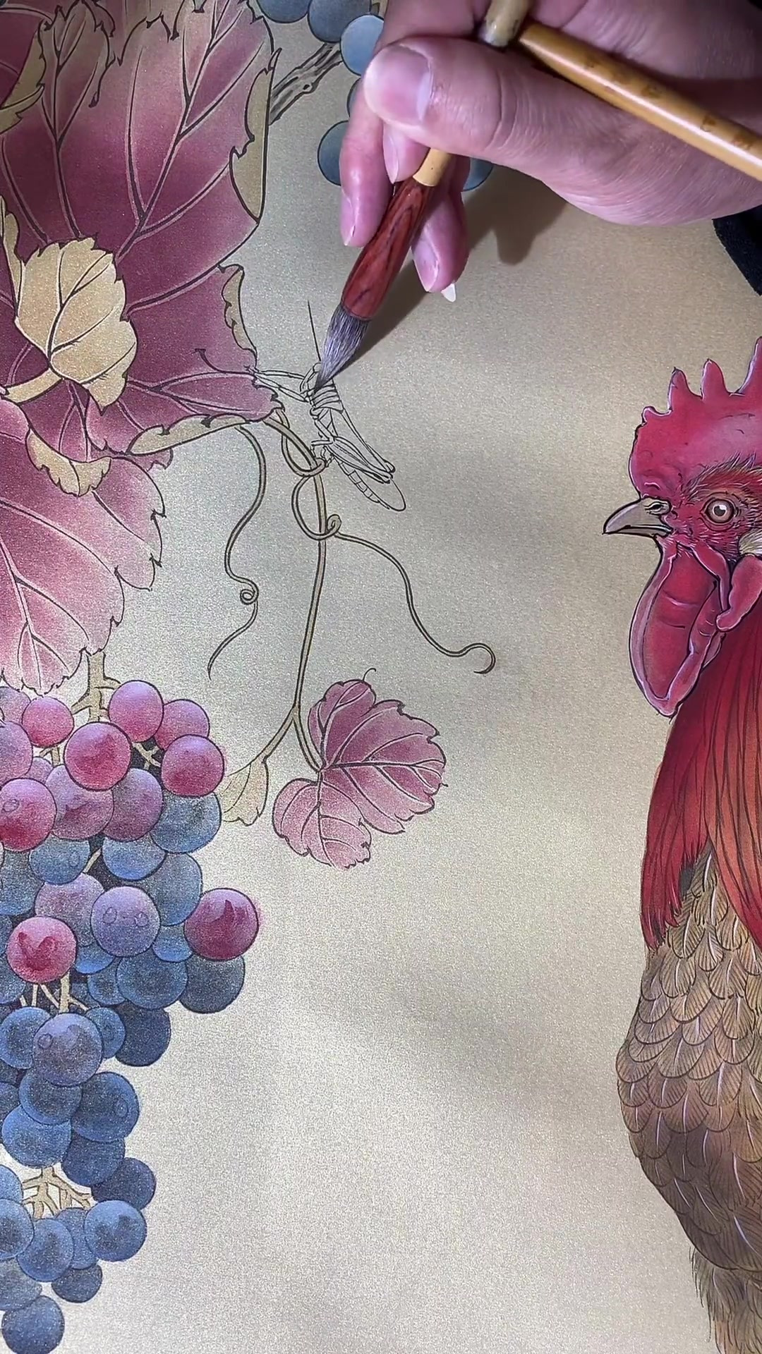 书画艺术欣赏:工笔大公鸡