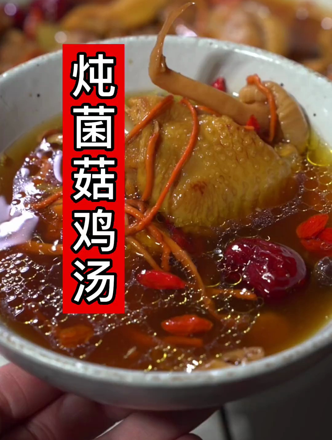 鲜美的炖菌菇老母鸡喝了暖心又暖胃为你煲汤